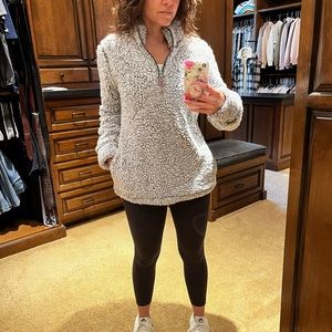 Grey Sherpa jersey lined half zip